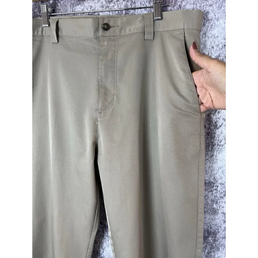 Adidas Pants Mens 34 X 32 Climalite Golf Tan Flat Front‎ Lightweight Preppy Club